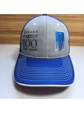 Canada 100 Hat Men's Adjustable Blue Grey 6 Panel Fersten Worldwide Cap Cotton
